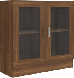 vidaXL - Vitrinekast - 82,5x30,5x80 - cm - bewerkt - hout - bruin - eikenkleur