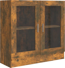 vidaXL - Vitrinekast - 82,5x30,5x80 - cm - bewerkt - hout - gerookt - eikenkleurig