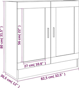 vidaXL - Vitrinekast - 82,5x30,5x80 - cm - bewerkt - hout - grijs - sonoma - eiken