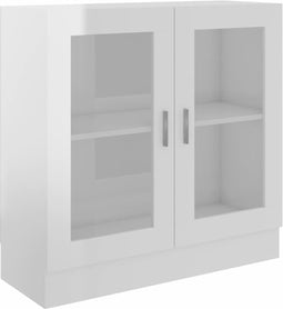vidaXL - Vitrinekast - 82,5x30,5x80 - cm - spaanplaat - hoogglans - wit