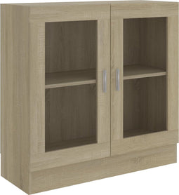 vidaXL - Vitrinekast - 82,5x30,5x80 - cm - spaanplaat - sonoma - eikenkleurig