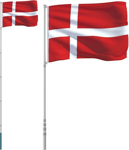 vidaXL - Vlag - met - vlaggenmast - Denemarken - 5,55 - m - aluminium