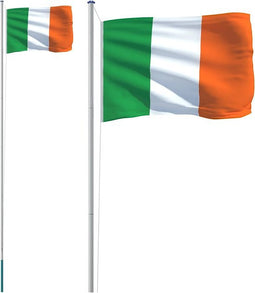 vidaXL - Vlag - met - vlaggenmast - Ierland - 6,23 - m - aluminium