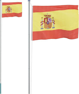 vidaXL - Vlag - met - vlaggenmast - Spanje - 6,23 - m - aluminium