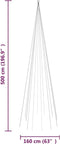 vidaXL - Vlaggenmast - kerstboom - 732 - LED's - koudwit - 500 - cm