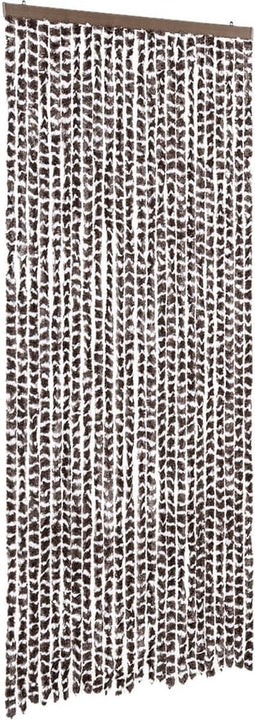 vidaXL - Vliegengordijn - 100x200 - cm - chenille - bruin - en - wit