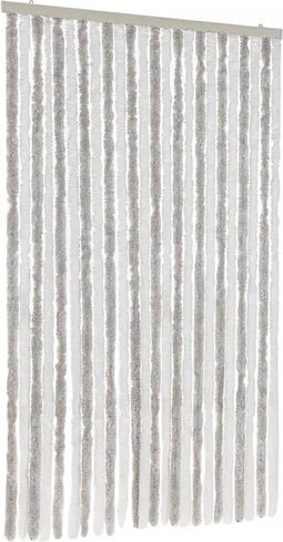 vidaXL - Vliegengordijn - 100x200 - cm - chenille - lichtgrijs - en - wit