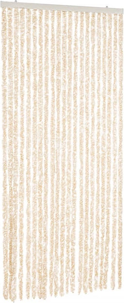 vidaXL - Vliegengordijn - 100x220 - cm - chenille - beige - en - wit