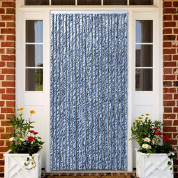 vidaXL - Vliegengordijn - 100x220 - cm - chenille - blauw, - wit - en - zilver