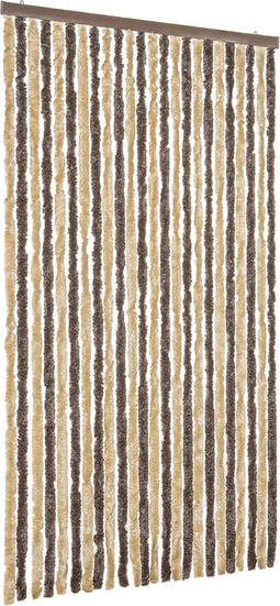 vidaXL - Vliegengordijn - 100x220 - cm - chenille - donkerbruin - en - beige