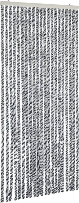 vidaXL - Vliegengordijn - 100x220 - cm - chenille - grijs - en - zwart-wit