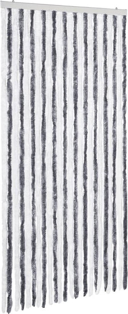 vidaXL - Vliegengordijn - 100x220 - cm - chenille - grijs - en - wit
