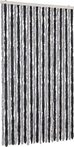 vidaXL - Vliegengordijn - 100x220 - cm - chenille - grijs - en - zwart