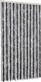 vidaXL - Vliegengordijn - 100x220 - cm - chenille - grijs - en - zwart
