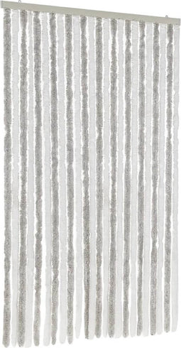 vidaXL - Vliegengordijn - 100x220 - cm - chenille - lichtgrijs - en - wit