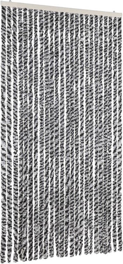 vidaXL - Vliegengordijn - 100x230 - cm - chenille - grijs - en - zwart-wit
