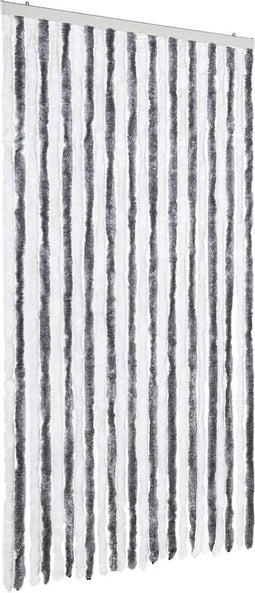vidaXL - Vliegengordijn - 100x230 - cm - chenille - grijs - en - wit