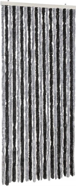 vidaXL - Vliegengordijn - 100x230 - cm - chenille - grijs - en - zwart