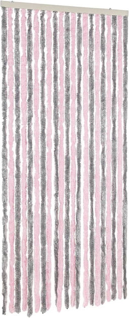 vidaXL - Vliegengordijn - 100x230 - cm - chenille - zilvergrijs - en - roze