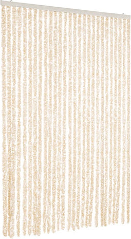 vidaXL - Vliegengordijn - 118x220 - cm - chenille - beige - en - wit