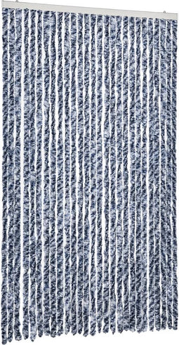 vidaXL - Vliegengordijn - 118x220 - cm - chenille - blauw - en - wit