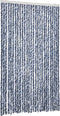vidaXL - Vliegengordijn - 118x220 - cm - chenille - blauw - en - wit