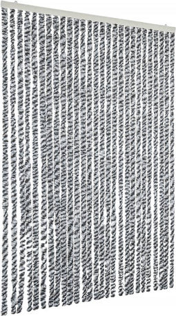 vidaXL - Vliegengordijn - 118x220 - cm - chenille - grijs - en - zwart-wit