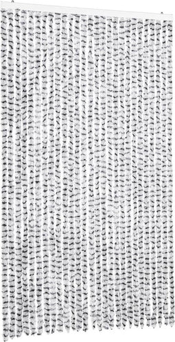vidaXL - Vliegengordijn - 118x220 - cm - chenille - lichtgrijs - en - donkergrijs