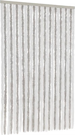 vidaXL - Vliegengordijn - 118x220 - cm - chenille - lichtgrijs - en - wit
