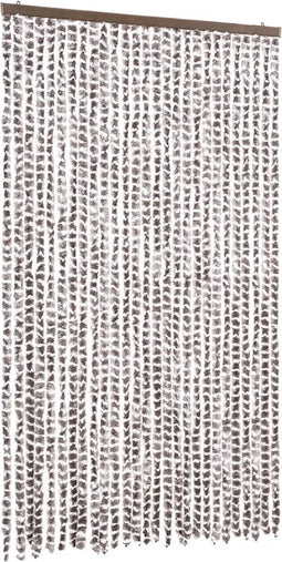 vidaXL - Vliegengordijn - 118x220 - cm - chenille - taupe - en - wit