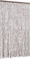 vidaXL - Vliegengordijn - 118x220 - cm - chenille - taupe - en - wit
