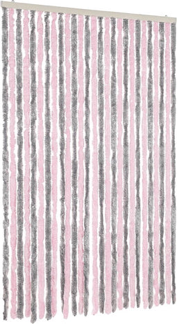 vidaXL - Vliegengordijn - 118x220 - cm - chenille - zilvergrijs - en - roze