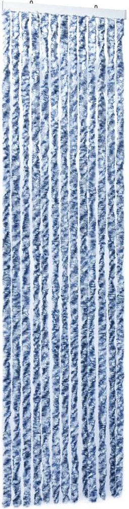 vidaXL - Vliegengordijn - 56x185 - cm - chenille - blauw, - wit - en - zilver