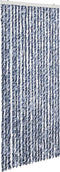vidaXL - Vliegengordijn - 56x185 - cm - chenille - blauw, - wit - en - zilver