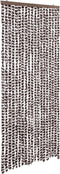 vidaXL - Vliegengordijn - 56x185 - cm - chenille - bruin - en - wit