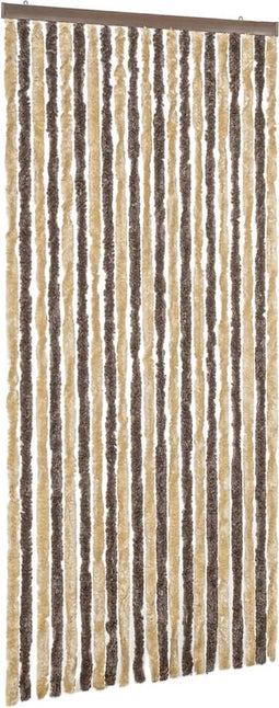 vidaXL - Vliegengordijn - 56x185 - cm - chenille - donkerbruin - en - beige