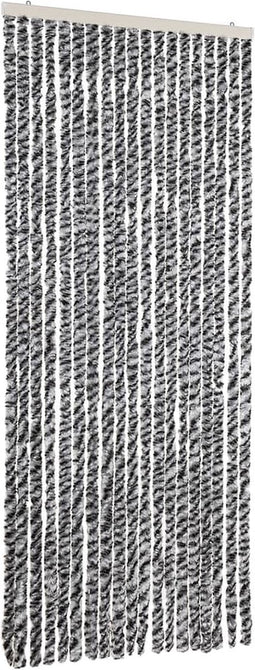 vidaXL - Vliegengordijn - 56x185 - cm - chenille - grijs - en - zwart-wit