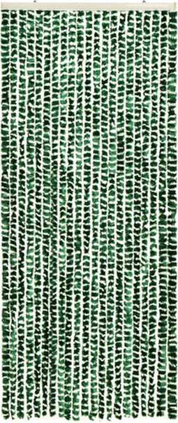 vidaXL - Vliegengordijn - 56x185 - cm - chenille - groen - en - wit