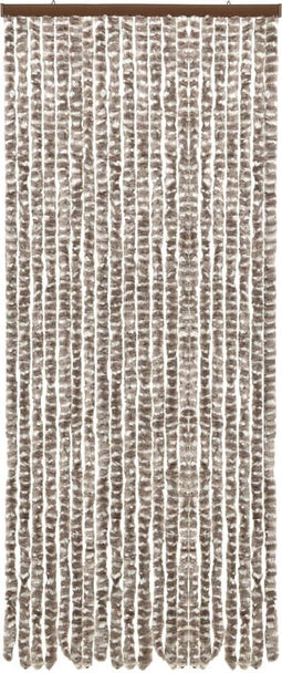 vidaXL - Vliegengordijn - 56x185 - cm - chenille - taupe - en - wit
