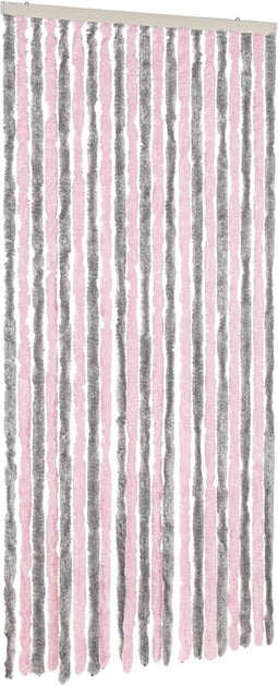 vidaXL - Vliegengordijn - 56x185 - cm - chenille - zilvergrijs - en - roze