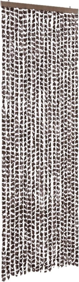 vidaXL - Vliegengordijn - 56x200 - cm - chenille - bruin - en - wit
