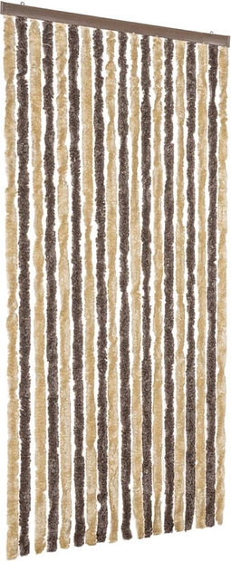 vidaXL - Vliegengordijn - 56x200 - cm - chenille - donkerbruin - en - beige