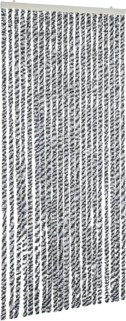 vidaXL - Vliegengordijn - 56x200 - cm - chenille - grijs - en - zwart-wit
