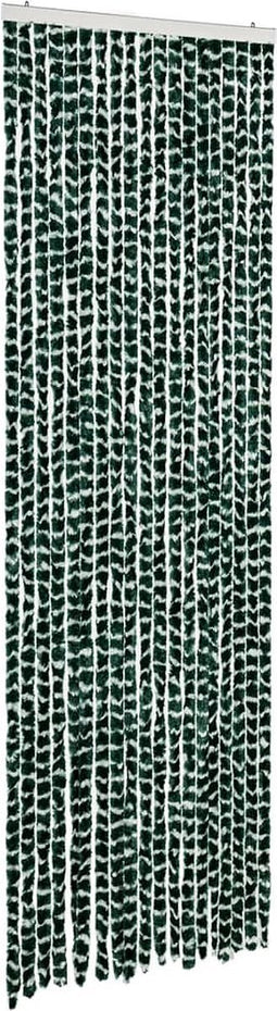 vidaXL - Vliegengordijn - 56x200 - cm - chenille - groen - en - wit