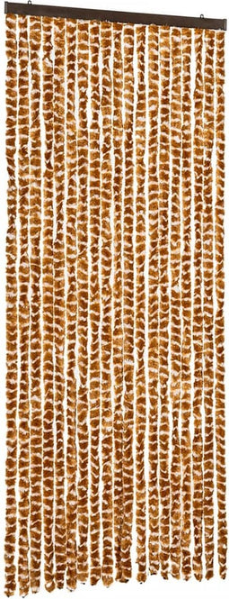 vidaXL - Vliegengordijn - 56x200 - cm - chenille - okerkleurig - en - wit