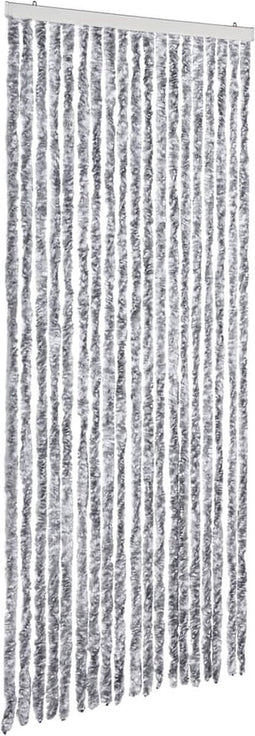 vidaXL - Vliegengordijn - 56x200 - cm - chenille - wit - en - grijs