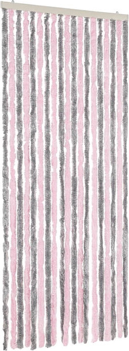 vidaXL - Vliegengordijn - 56x200 - cm - chenille - zilvergrijs - en - roze