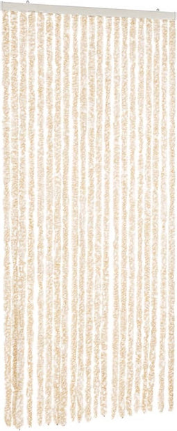vidaXL - Vliegengordijn - 90x200 - cm - chenille - beige - en - wit
