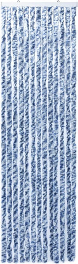 vidaXL - Vliegengordijn - 90x200 - cm - chenille - blauw - en - wit