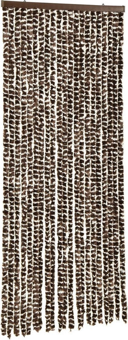 vidaXL - Vliegengordijn - 90x200 - cm - chenille - bruin - en - wit